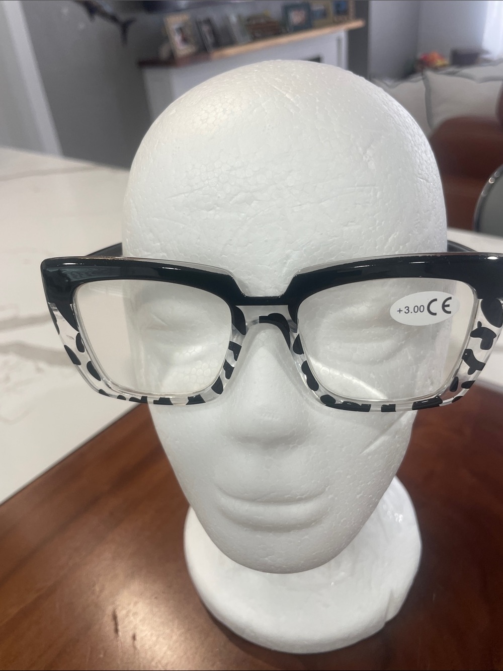 Black and White Cow Print Clear Lens Glasses